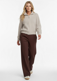 Брюки женские карманы в листочку коричневые