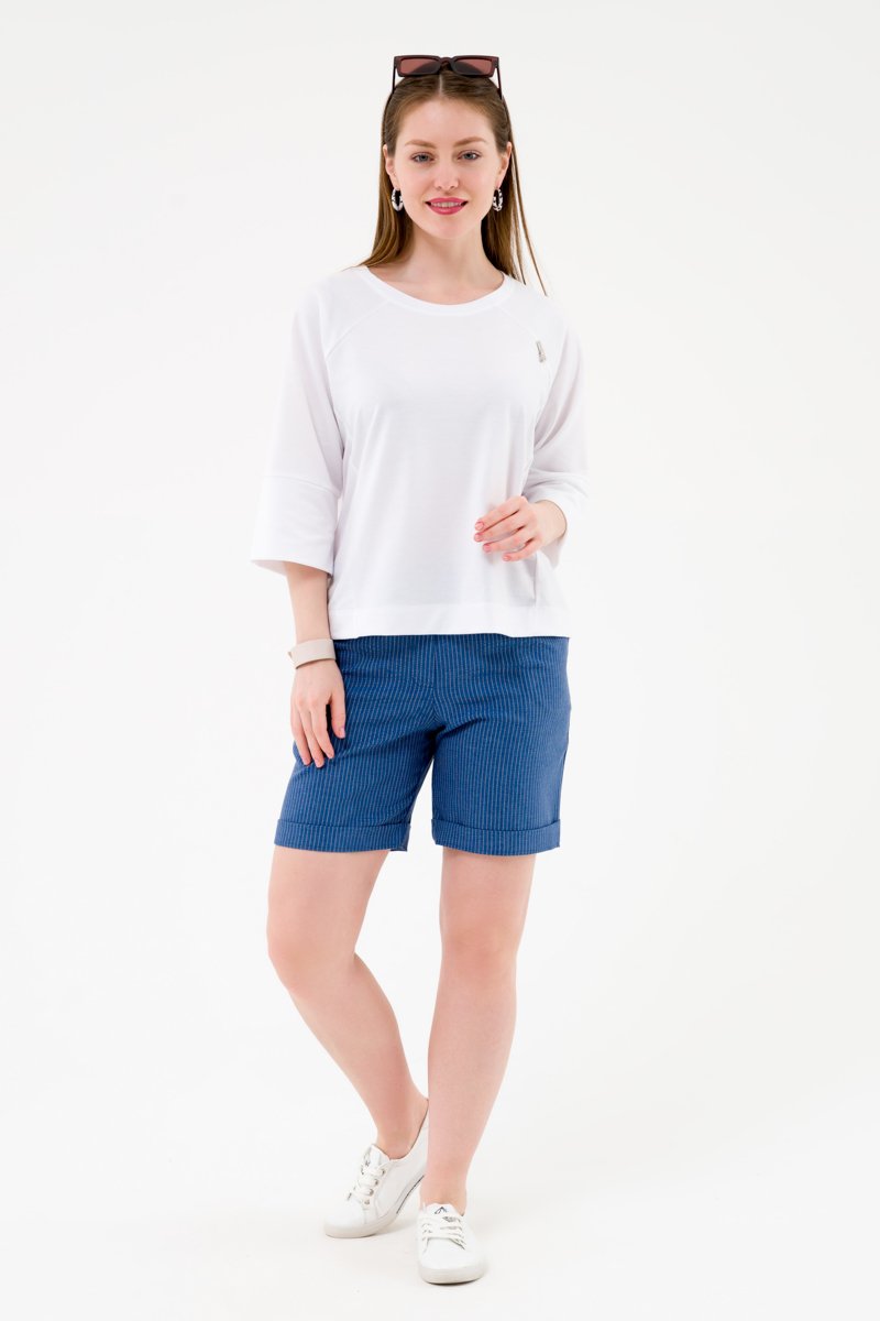 Шорты прямые с манжетами  джинсовый