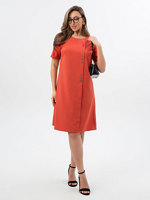 Платье летнее с пуговицами терракотовое